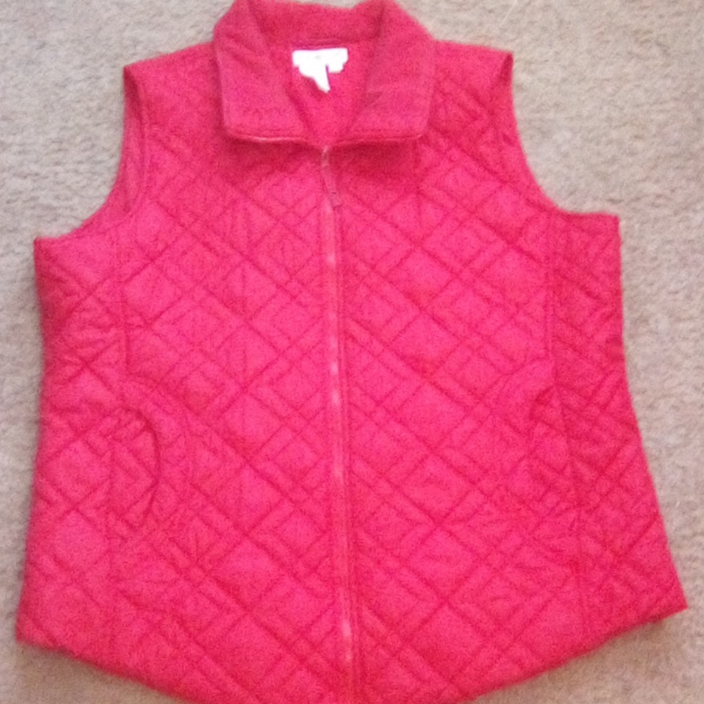 Coldwater Creek Quitted Collar Grandma Zipper Vest puffs Sleeveless Women Vest